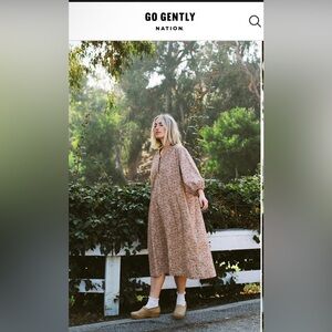 Go Gently Nation Woven House Dress Ditsy Floral Maxi Cottagecore Organic Boho